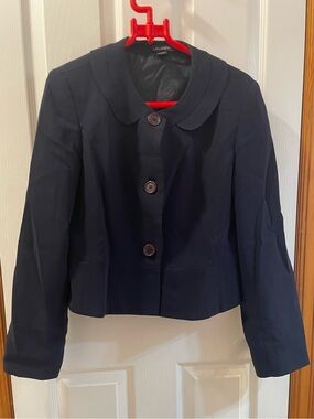 Louben Navy Peter Pan Collar Blazer